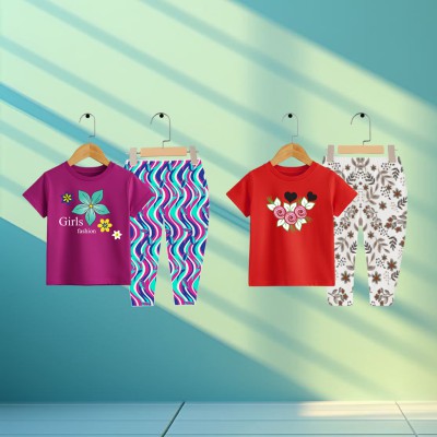 Export quality short sleeve T-shirt set for girls