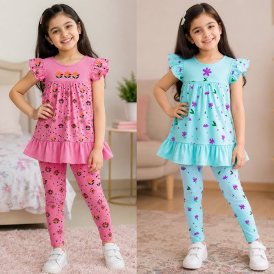 Export quality short sleeve Frock set for girls (2pics combo)