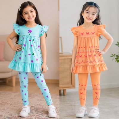 Export quality short sleeve Frock set for girls (2pics combo)