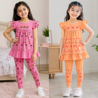 Export quality short sleeve Frock set for girls (2pics combo)