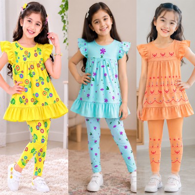 Export quality short sleeve Frock set for girls (3pics combo)