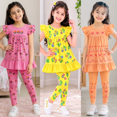 Export quality short sleeve Frock set for girls (3pics combo)